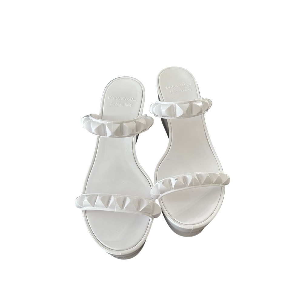 Carmen Sol White Jelly Wedge Sandals Slides Made in Italy Size 9